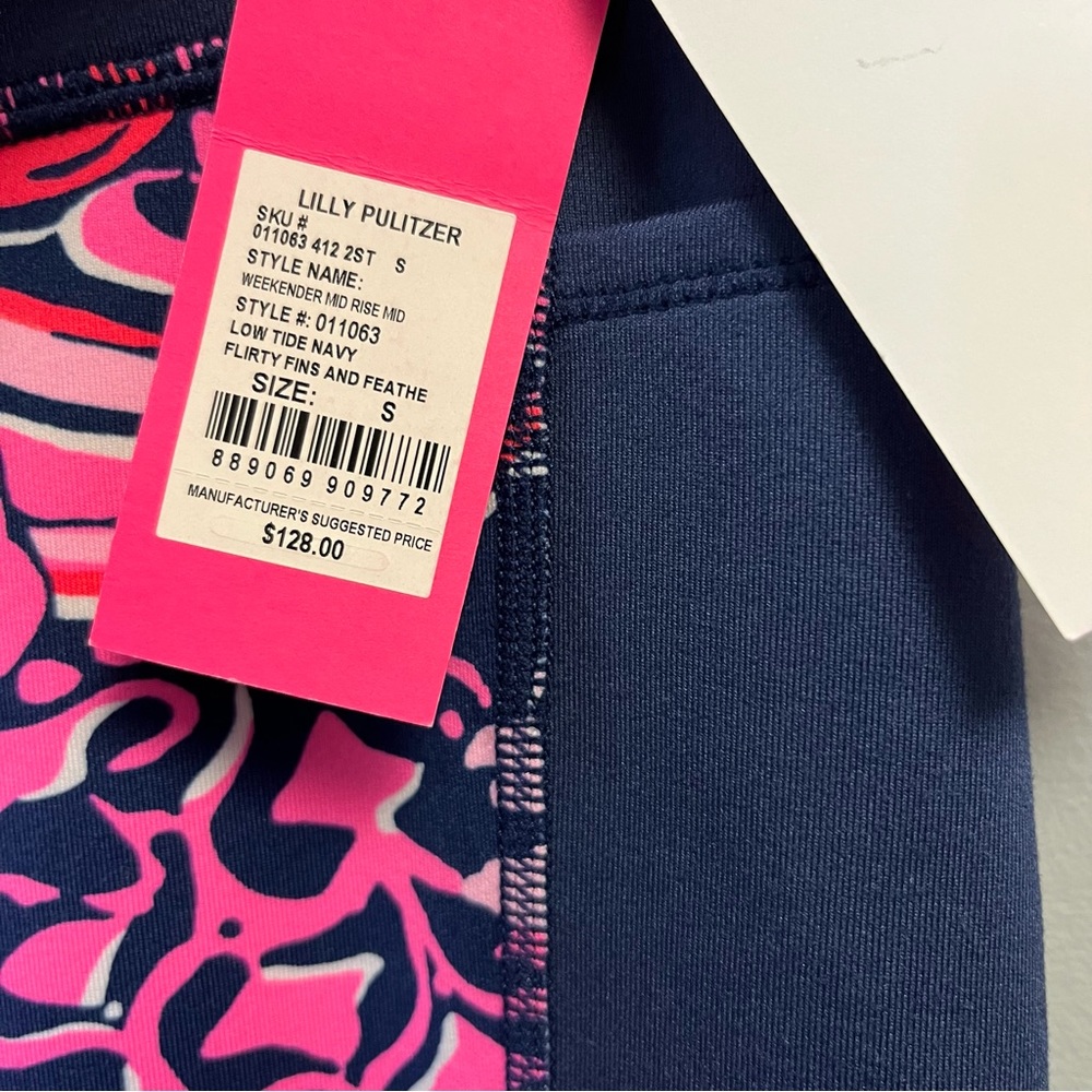 Lilly Pulitzer Weekender Mid-Rise Midi Legging Navy Flirty Fins & Feathers S NWT - Picture 8 of 16
